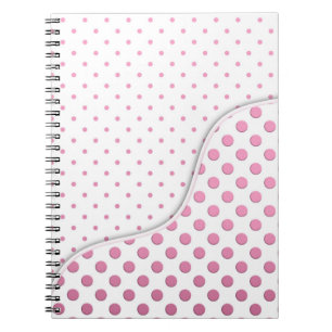 Design der weißen Polka-Dot-Muster in süß rosa und Notizblock