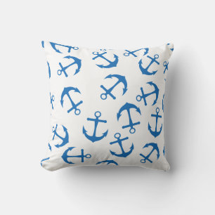 Design der weißen und blauen Verankerung Kissen