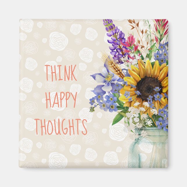 Design der wilden Blume denken glückliche Gedanken Magnet (Vorne)