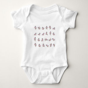 Design der Yoga-Posen für Einhorn Baby Strampler