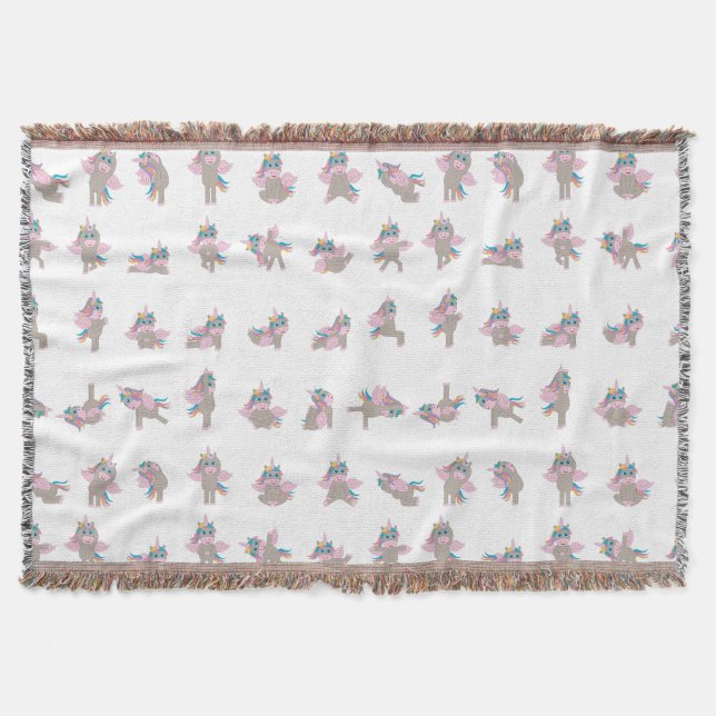 Design der Yoga-Posen für Einhorn Decke (Vorderseite)