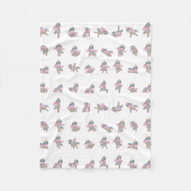 Design der Yoga-Posen für Einhorn Fleecedecke (Vorderseite)