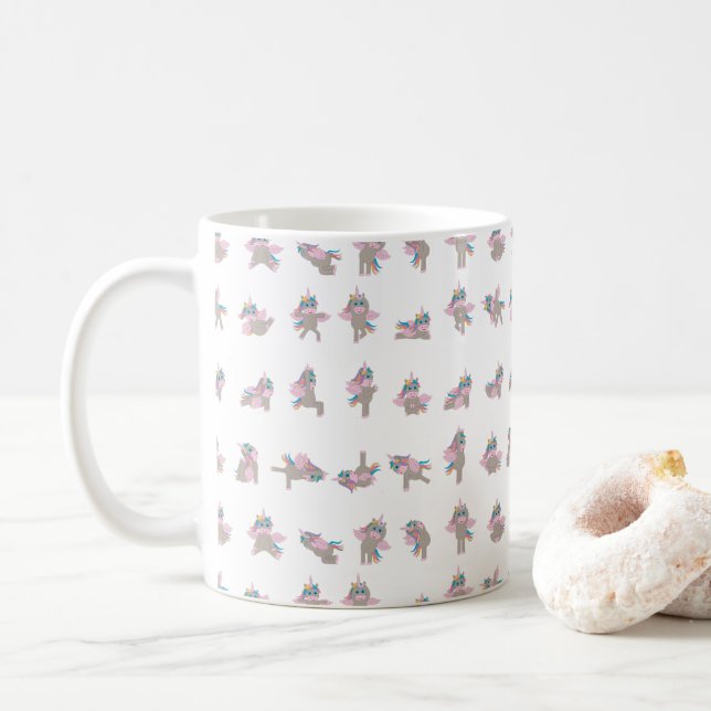 Design der Yoga-Posen für Einhorn Kaffeetasse (Mit Donut)