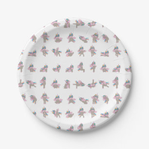 Design der Yoga-Posen für Einhorn Pappteller