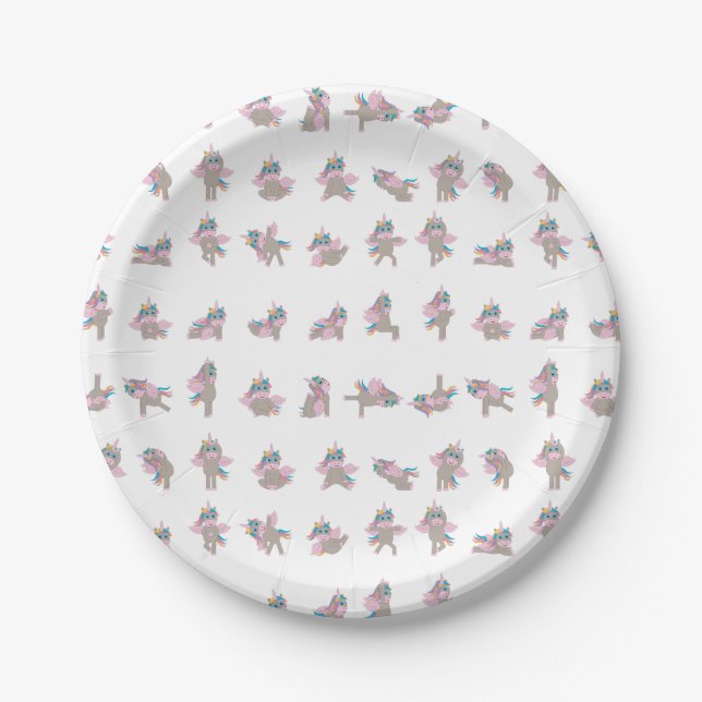 Design der Yoga-Posen für Einhorn Pappteller (Vorderseite)