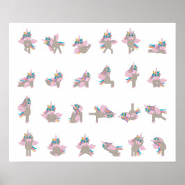 Design der Yoga-Posen für Einhorn Poster