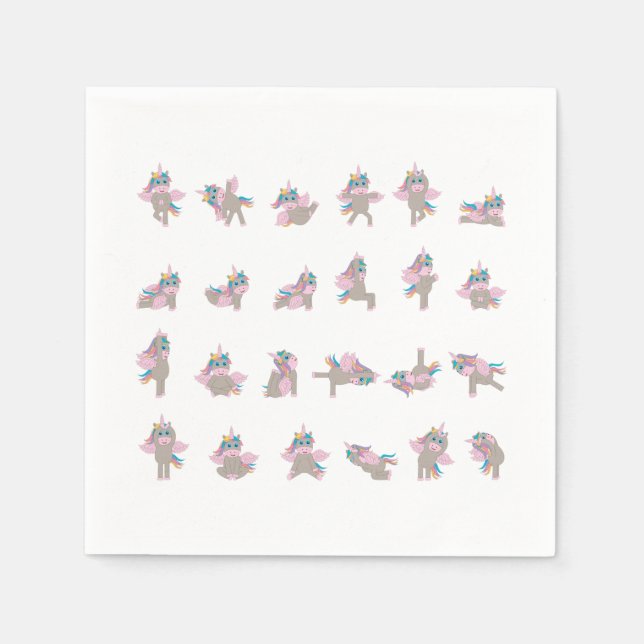 Design der Yoga-Posen für Einhorn Serviette (Vorderseite)