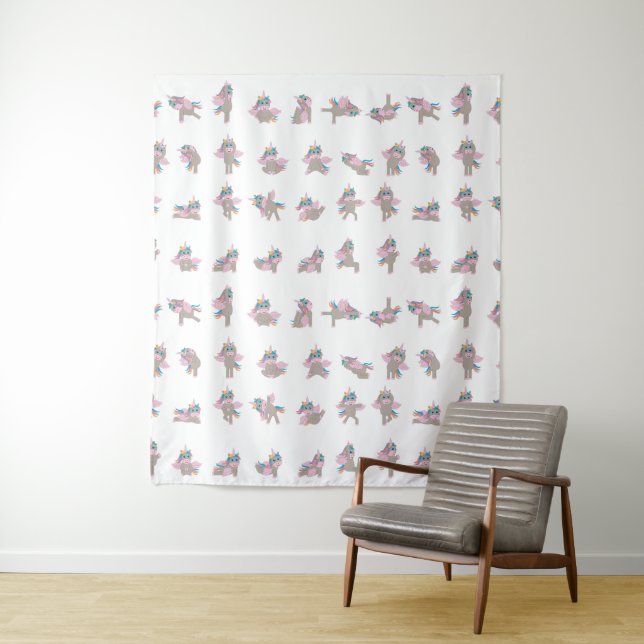 Design der Yoga-Posen für Einhorn Wandteppich (Beispiel)