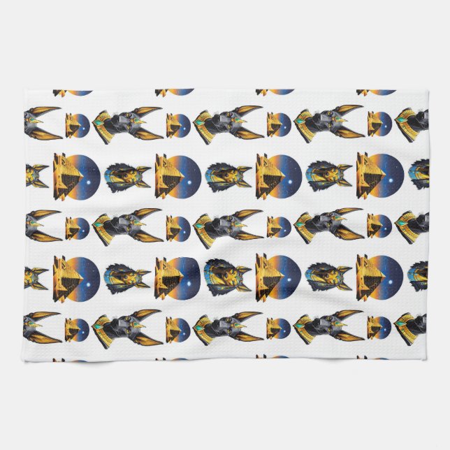 Design des alten Ägypten Pyramide Anubis Muster Geschirrtuch (Horizontal)