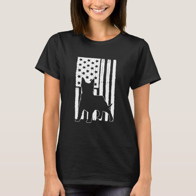 Design des amerikanischen Flaggen Silky Terrier Do T-Shirt (Vorderseite)
