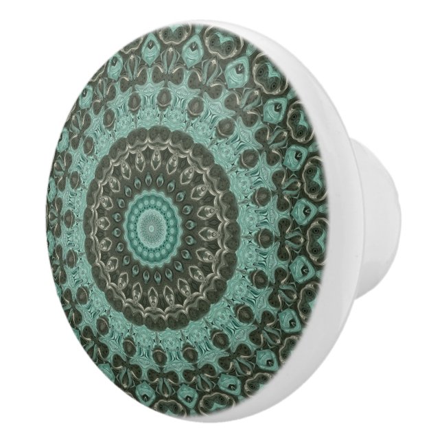 Design des antiken grünen Mandala-Musters Keramikknauf (Rechts)