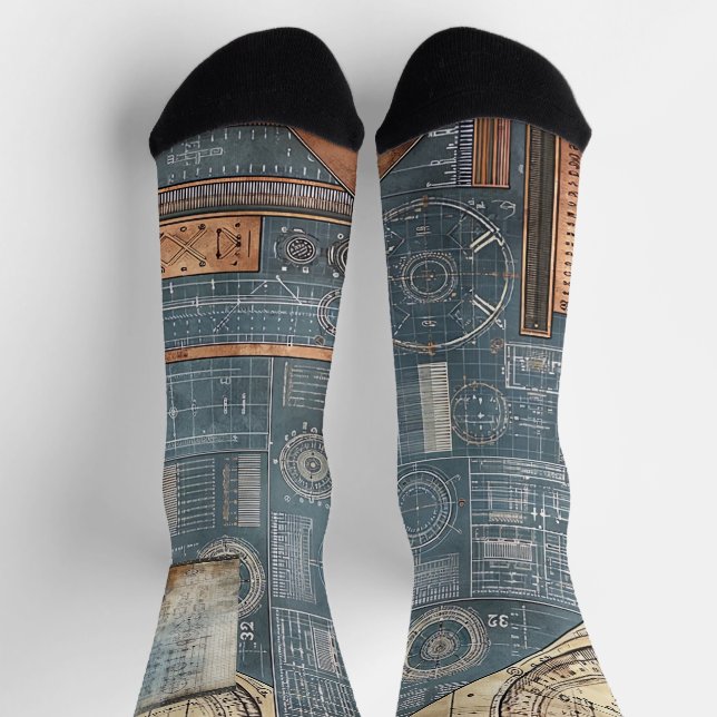 Design des Blueprints - Dekor des Architekten Socken (Oben)
