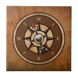 Design des braunen Nautic Compass Fliese
