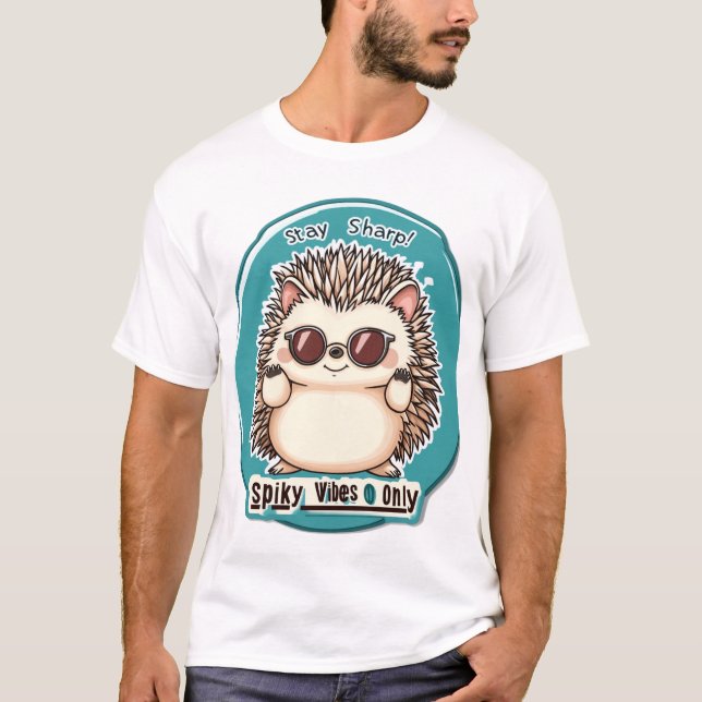 Design des coolen Igel-Sticker-T - Shirt - "Bleibe (Vorderseite)