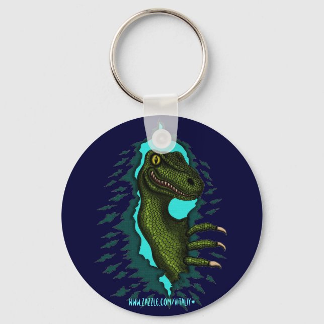 Design des coolen Velociraptor-Dinosaurier-Schlüss Schlüsselanhänger (Vorderseite)