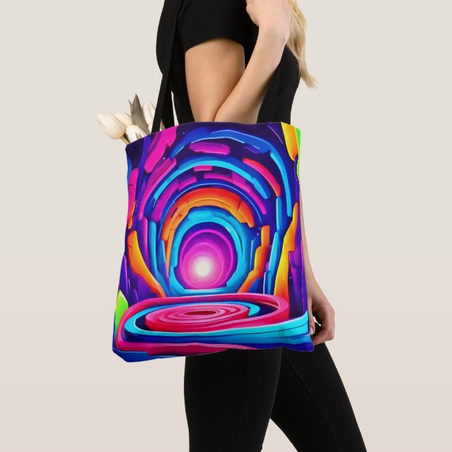 Design des dynamischen geometrischen Neon Art Tunn Tasche (Von Nahem)