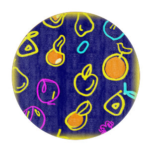 Design des dynamischen Neonfruchtmusters Schneidebrett