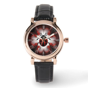 Design des Fraktals "Black and Red Ladybug", Armbanduhr