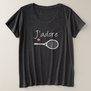 Design des französischen Chic J'adore Tennis Playe Große Größe T-Shirt