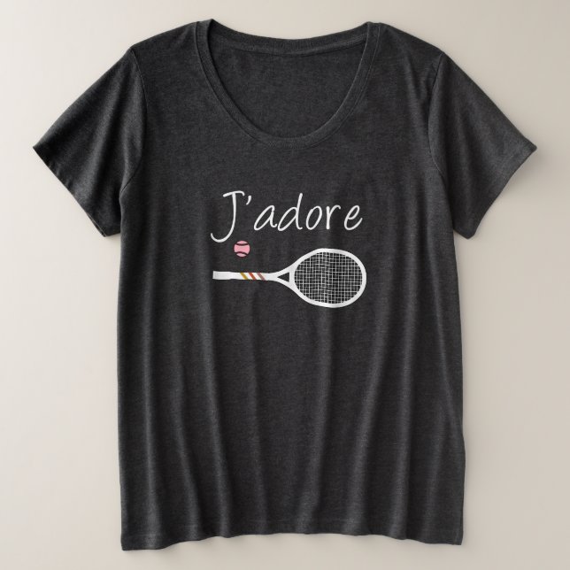 Design des französischen Chic J'adore Tennis Playe Große Größe T-Shirt (Design vorne)