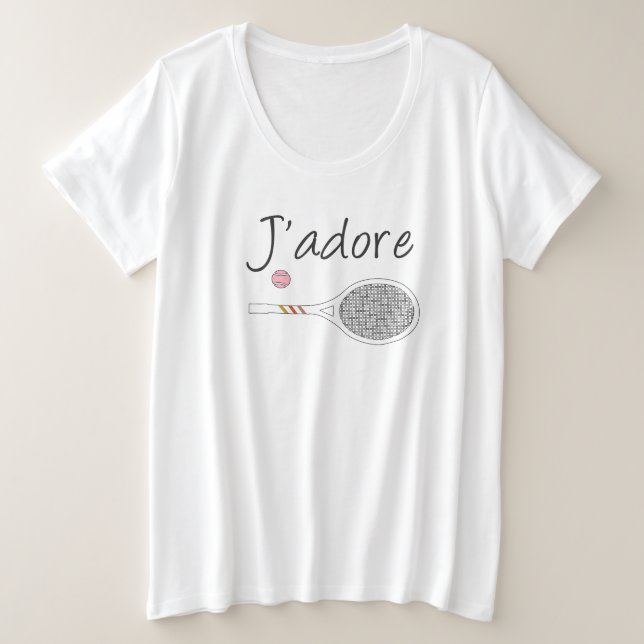 Design des französischen Chic J'adore Tennis Playe Große Größe T-Shirt (Design vorne)