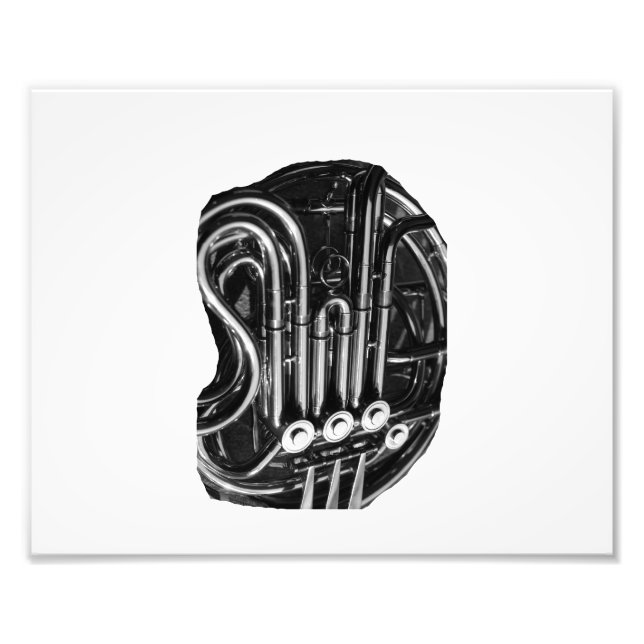 Design des französischen Horns für Schwarz-Weiß-Fo Fotodruck (Vorne)