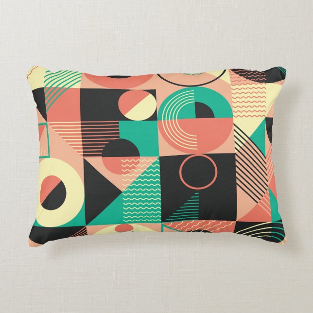 Design des geometrischen Retromusters Dekokissen (Vorderseite)