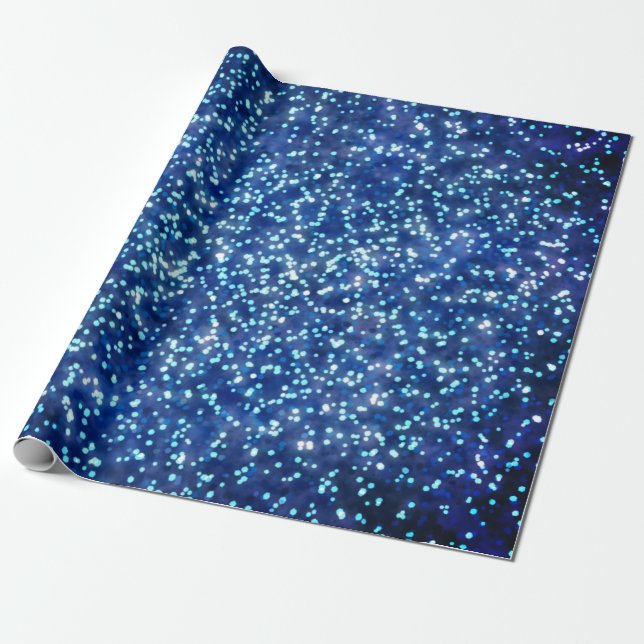 Design des Glitzer hübsch Midnight Blue Imitats Geschenkpapier (Ungerollt)