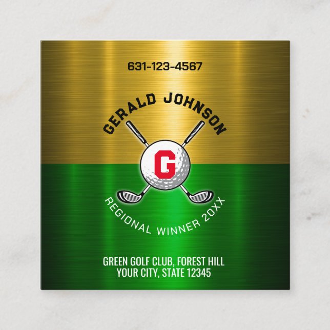Design des Golftalls für Monogramm Quadratische Visitenkarte (Vorderseite)
