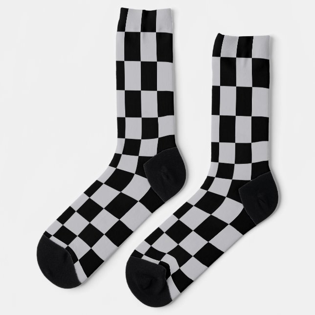 Design des grauen Schachbretts Socken (Linkes Detail)