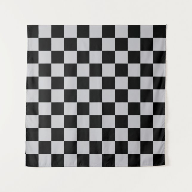 Design des grauen Schachbretts Wandteppich (Vorderseite)