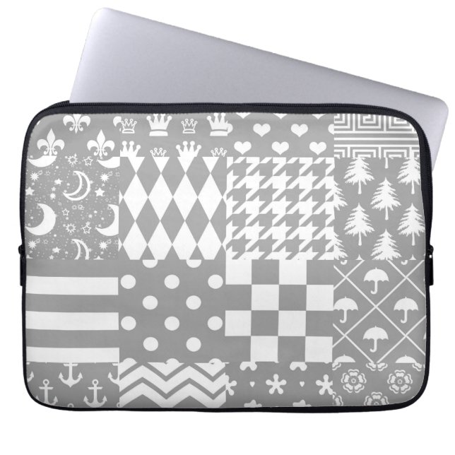 Design des grauen, weißen Mixed-Musters Laptopschutzhülle (Vorderseite)