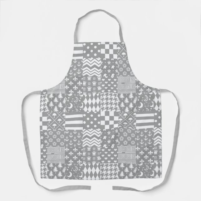 Design des grauen, weißen Mixed-Musters Schürze (Vorderseite)