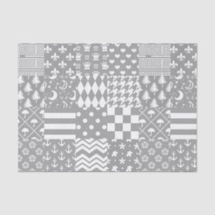 Design des grauen, weißen Mixed-Musters Seidenpapier