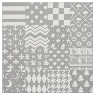 Design des grauen, weißen Mixed-Musters Stoff