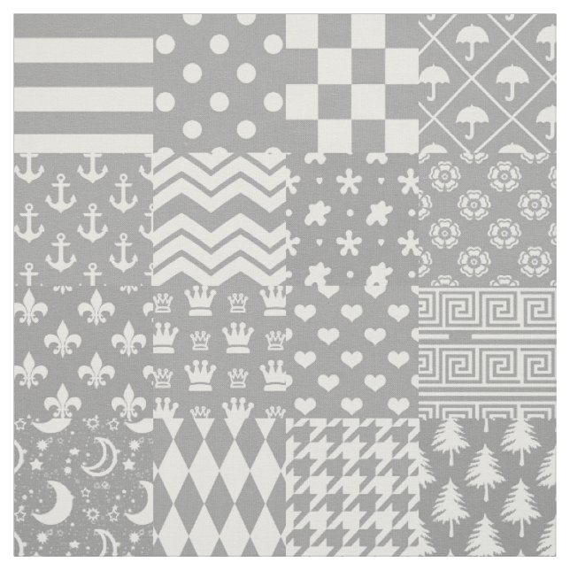 Design des grauen, weißen Mixed-Musters Stoff (Muster)