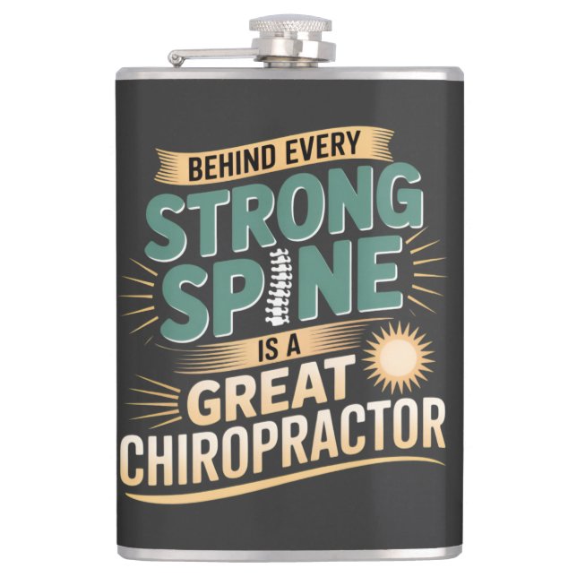 Design des großen Chiropraktikers mit starker Spin Flachmann (Vorderseite)