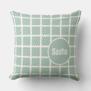 Design des grünen Ric Rac für Mädchen mit Namen Kissen