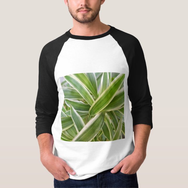 Design des grünen und weißen, schattigen Blumenbla T-Shirt (Vorderseite)