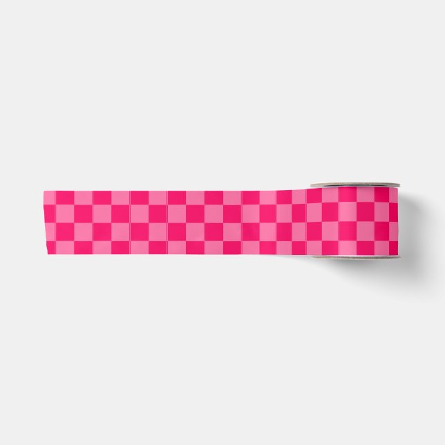 Design des hellen und Hot-Pink-Schachbretts Satinband (Vorderseite)