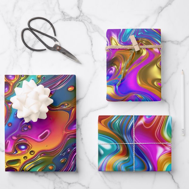 Design des Iridescent Liquid Chrome Effect Geschenkpapier Set (Vorderseite)