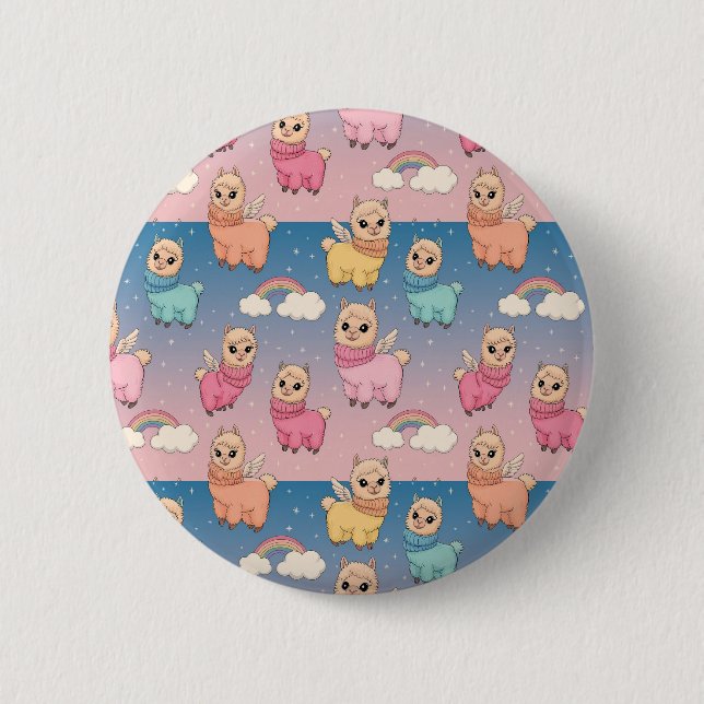 Design des magischen Einhorn- und Sternmusters Button (Vorderseite)