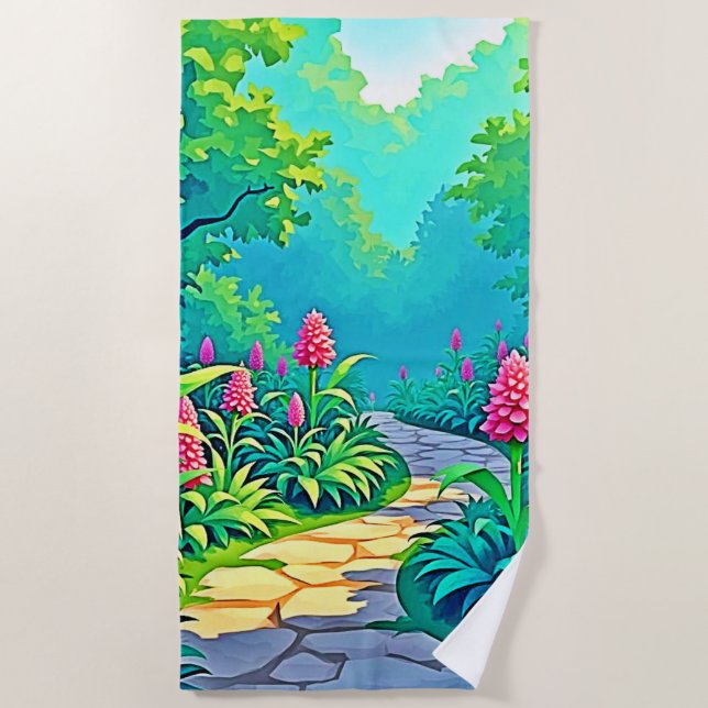 Design des magischen Gartenpfads Strandtuch (Vorderseite)