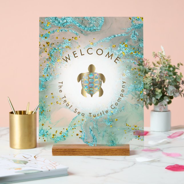 Design des Meeresschildkrötenlogos Acrylschild (Hochzeit)