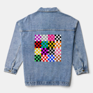 Design des mehrfarbigen Patchwork-Karos Jeansjacke