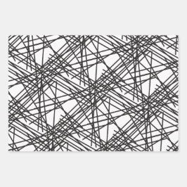 Design des Messeeffekts auf schwarzer Linie Geschenkpapier Set