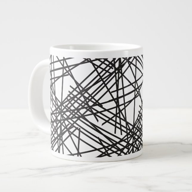 Design des Messeeffekts auf schwarzer Linie Jumbo-Tasse (Vorderseite Links)