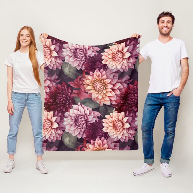 Design des Musters "Wasserfarbe Rosa Dahlia" Fleecedecke (Beispiel)