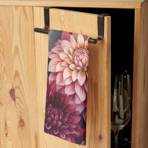 Design des Musters "Wasserfarbe Rosa Dahlia" Geschirrtuch
