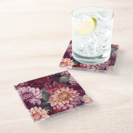 Design des Musters "Wasserfarbe Rosa Dahlia" Glasuntersetzer